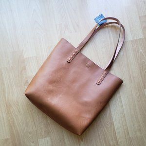 NEW! Reversible Faux Leather Tote Bag Brown + Pink